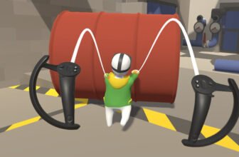 Quickly you can fling across the klutzy schlub in Human Fall Flat on VR